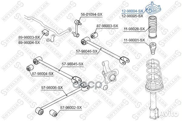 12-98004-SX опора амортизатора заднего правого