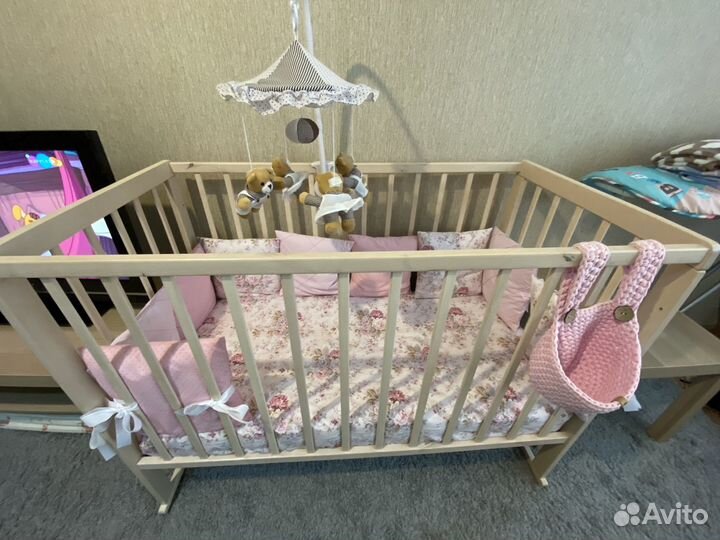 Детская кроватка, матрас, бортики