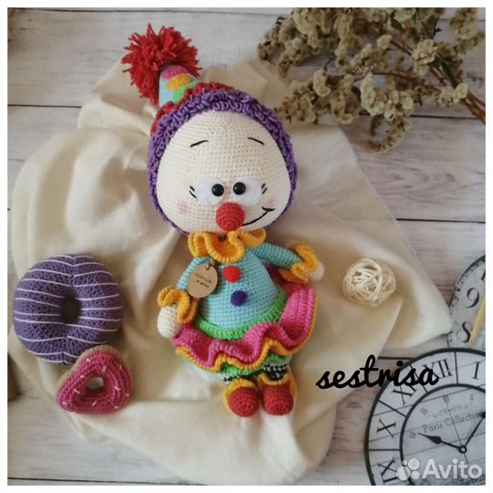 Кукла клоун ручной работы