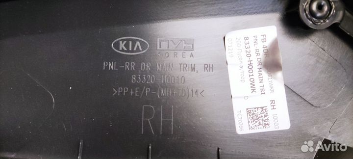 Обшивка двери задняя правая Kia Rio 4