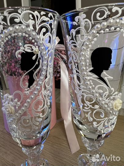 Свадебные бокалы ручной работы