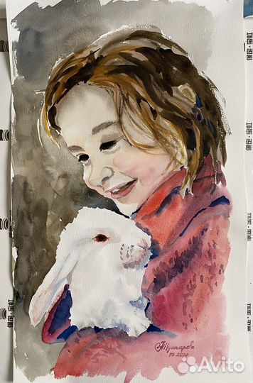 Картина Акварель Мама Дети Животные котенок