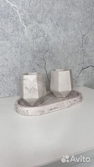 Гипсовый поднос и 2 кашпо