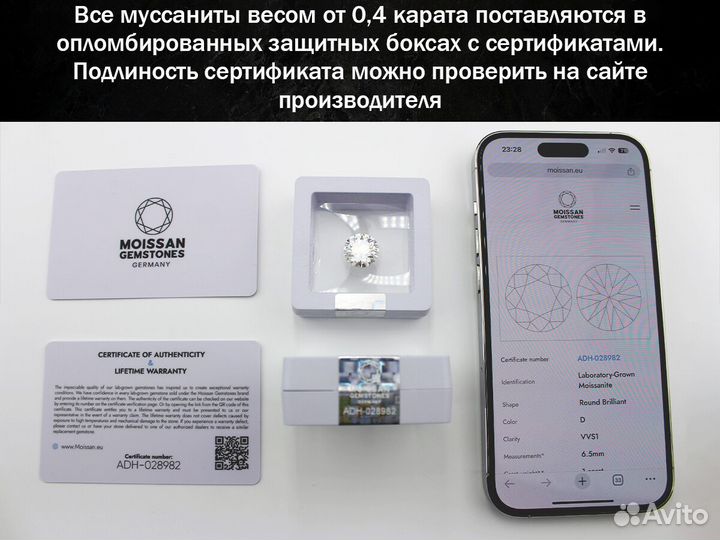 Сияющие сертифицированные муассаниты PH-DUN7 нн1чю