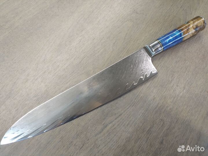 Наборы кухонных ножей с рисунком дамасской стали