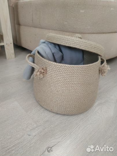 Корзина из джута с крышкой