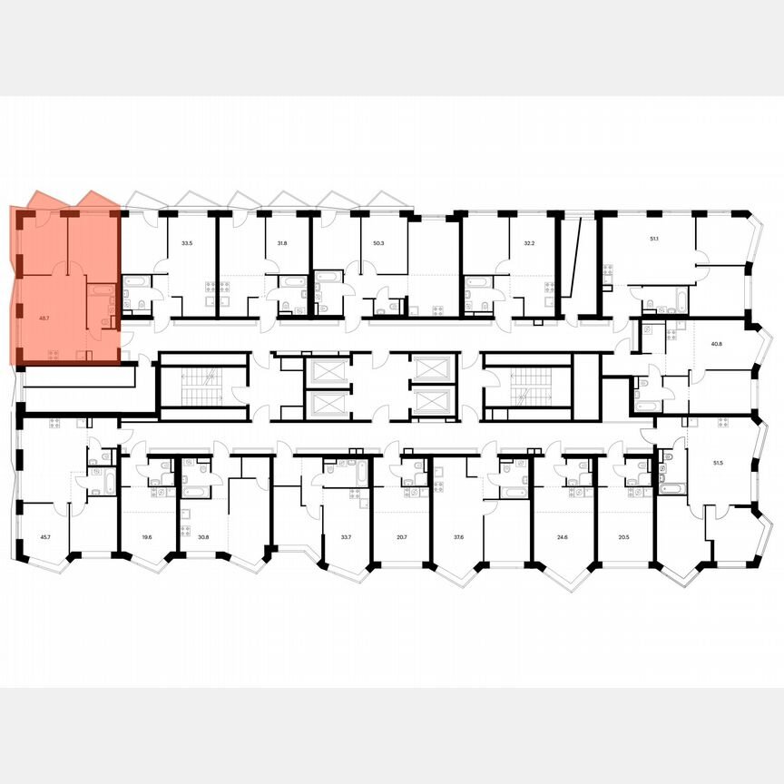2-к. квартира, 48,7 м², 5/31 эт.