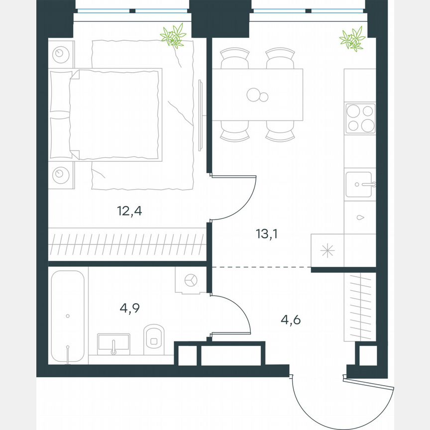 1-к. квартира, 35 м², 15/48 эт.