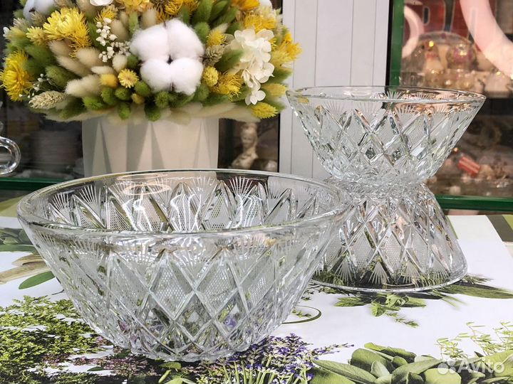 Komok Конфетница/фруктовница «ромбы» хрустальные