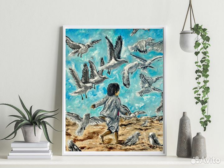Мальчик Картина Маслом Большая Чайки Море