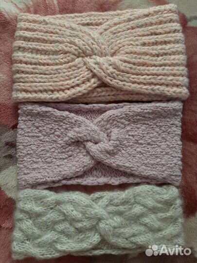 Повязка на голову вязаная. Новая