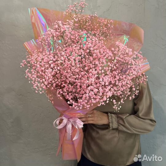Букет розовой гипсофилы
