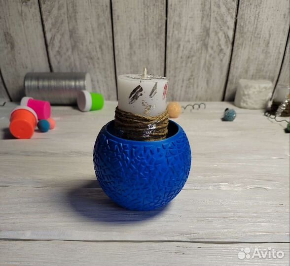 Подставки из гипса. Синий неоновый