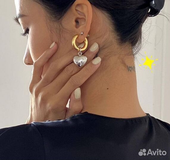 Серьги стиль Bvlgari конго с сердцами