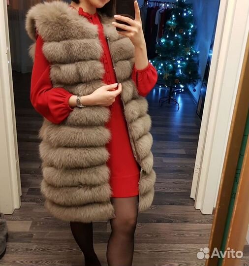 Шуба из натурального меха песца