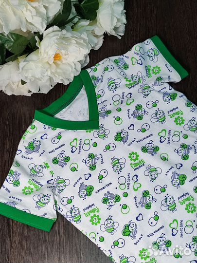 Детская футболка с пчелками, 6-12 месяцев