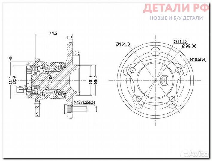 Ступичный узел задн./лев toyota windom MCV30/camry