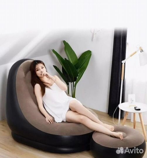 Надувное кресло +пуф. Доставка бесплатно