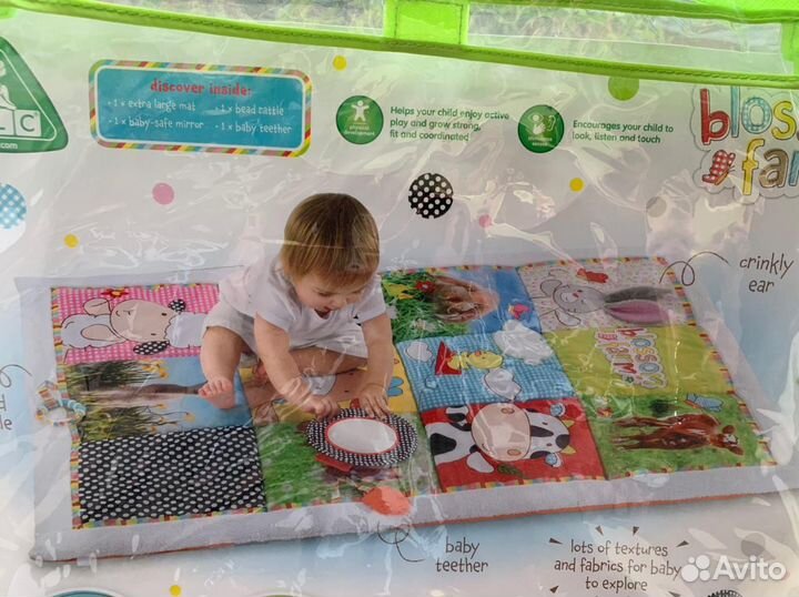 Развивающий коврик+развивающая подушка-валик