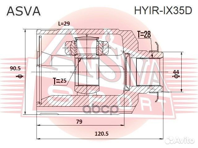 ШРУС внутренний перед лев hyirix35D asva