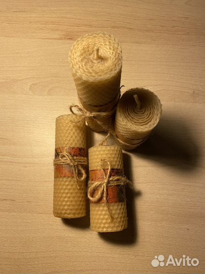 Набор медовых свечей из вощины (4 шт.)