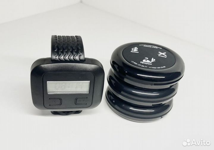 Часы и кнопки вызова официанта в ассортименте