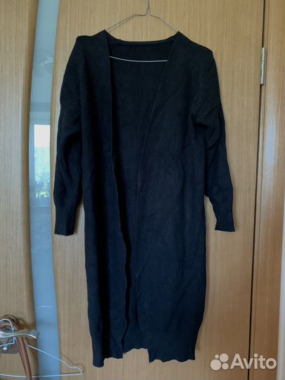 Длинный черный кардиган женский