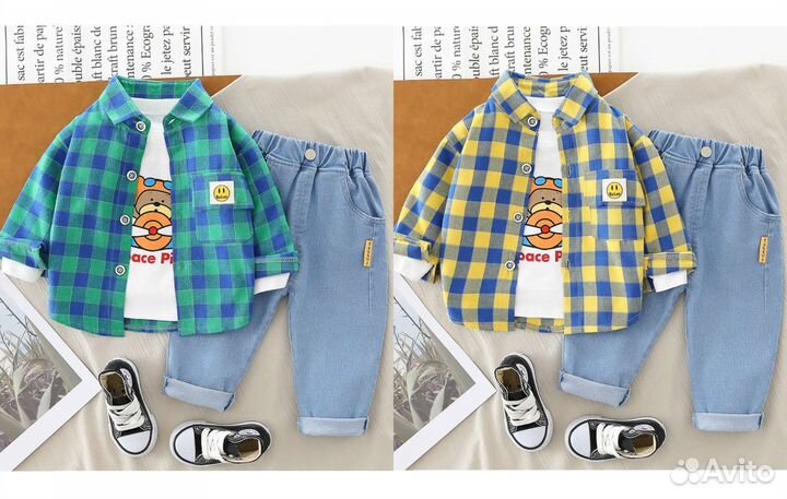 Детский костюм (рубашка + кофта + штаны)