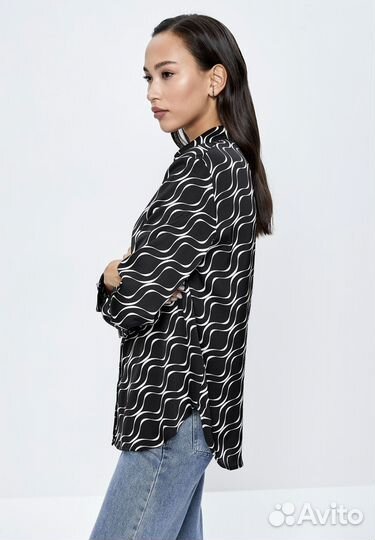 Блуза Zarina черно-белая