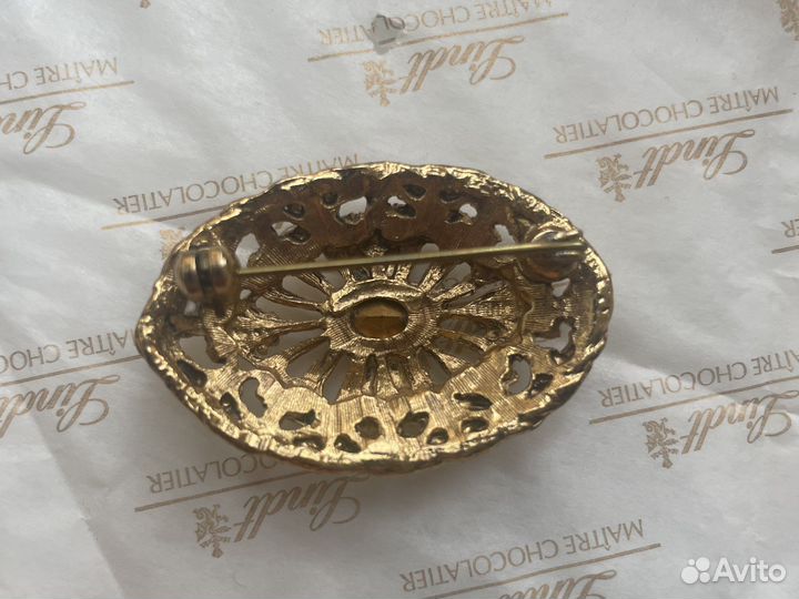 Брошь винтаж Чехия Германия гранатовое стекло