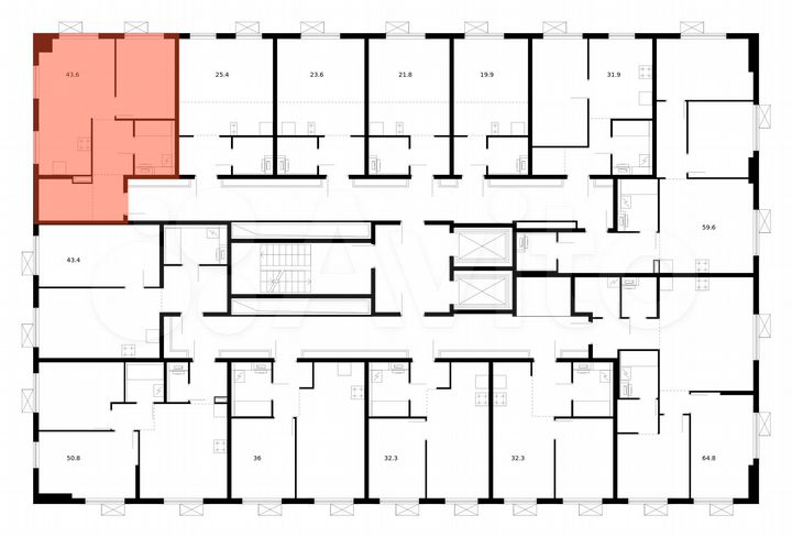 1-к. квартира, 43,6 м², 13/17 эт.