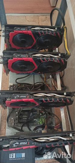 Риг на 4 видеокарты MSI 1060 6GB