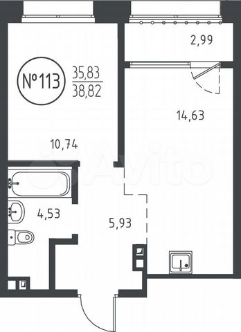1-к. квартира, 38,8 м², 3/10 эт.