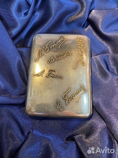Портсигар серебро 84 с золотом 56