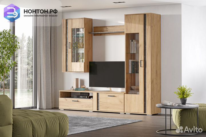 Гостиная Шерлок дуб золотой / камень тёмный