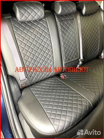 Чехлы Автопилот Opel Astra из экокожи чёрные Ромб