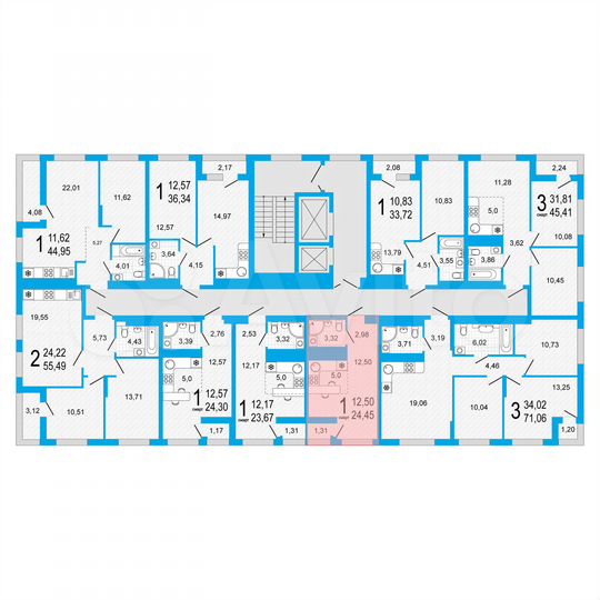 3-к. квартира, 71,1 м², 11/22 эт.