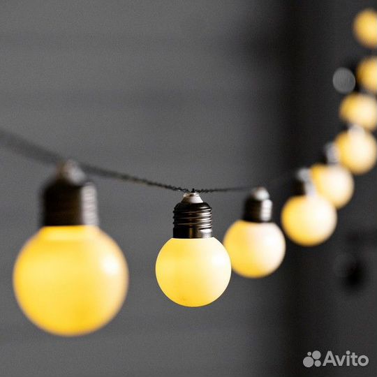 Ретрогирлянда на солнечной батарее 10 матовых ламп