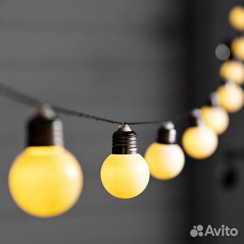 Ретрогирлянда на солнечной батарее 10 матовых ламп