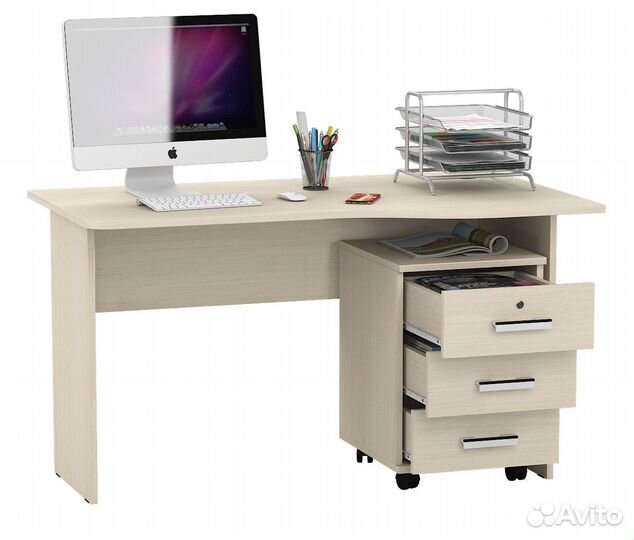 Письменный стол мд 1.04Т с подкатной тумбой цвет д