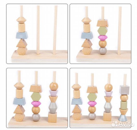 Деревянный сортер-пирамидка с заданиями