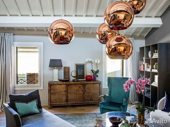 Светильник дизайнерский подвесной зеркальный, шар