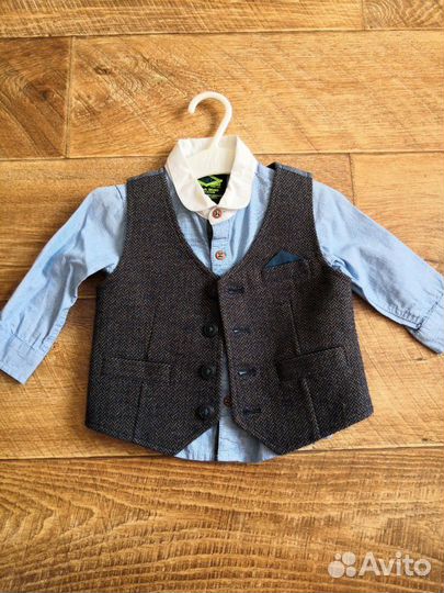 Костюм рубашка, жилетка, бабочка, Next на 1год