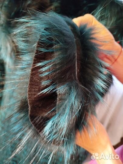 Кардиган шубка р 46 из крашеного песца на кашемире