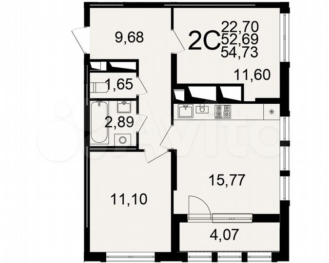 2-к. квартира, 54,7 м², 14/25 эт.