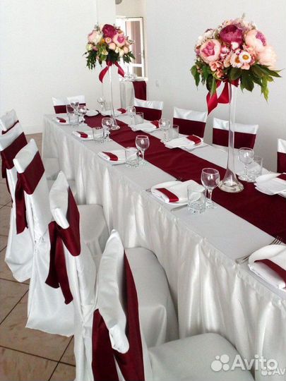 Скатерти на столы синие и бордовые