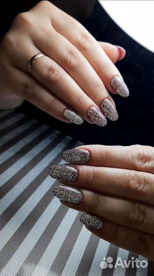 Маникюр с покрытием гель лак, наращивание