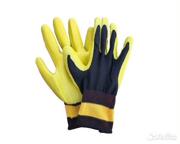 Перчатки нейл. с рифлен резин. покр. Новинка желт