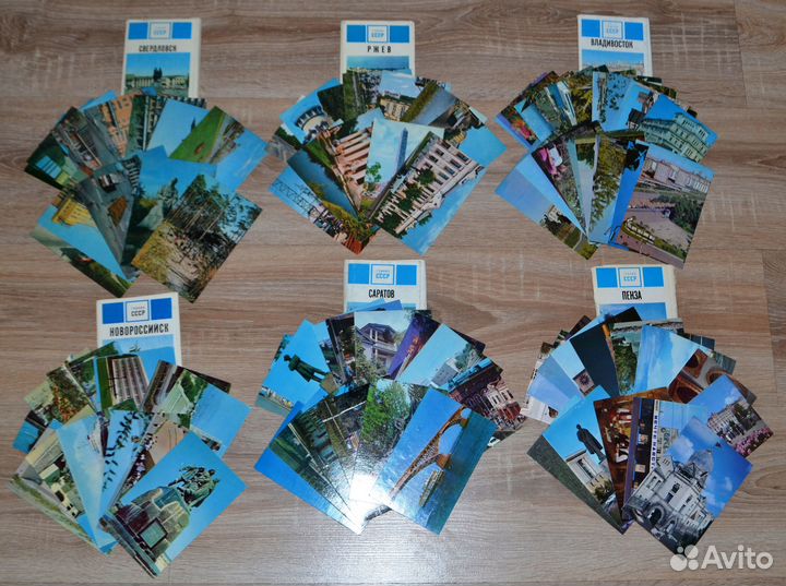 Открытки времен СССР, города, 6 наборов