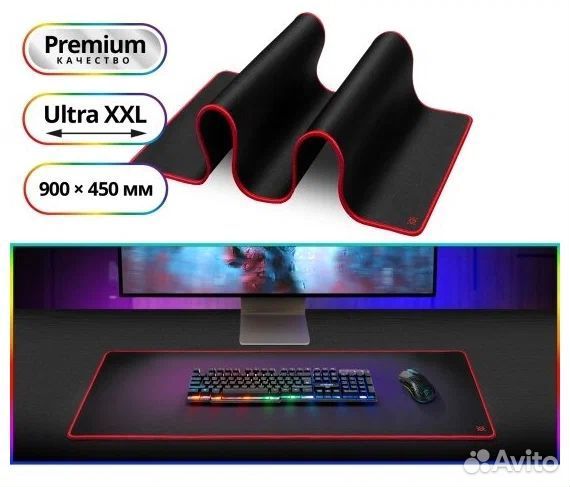 Коврик игровой Defender, Black Ultra, 800х300х3мм